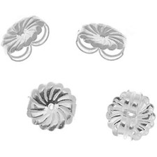 4-Piece Fancy Earring Backs Ear nuts, Large, Sterling Silver