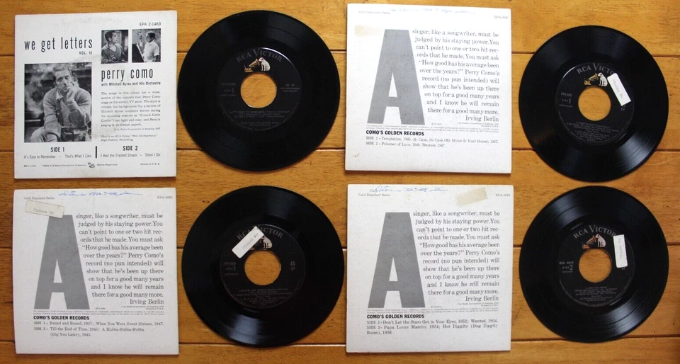 PERRY COMO EP 45RPM 7" RECORD LOT OF 4 WE GET LETTERS, COMO'S GOLDEN RECORDS - Image 2 of 4