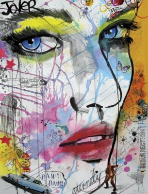 Bam Bam Girl Face, Loui Jover, Wall Decor Art Print Poster 14'' x 11''  590