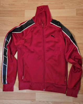 PUMA Muster Herren Freizeit Track Jacket Weste Jacke Trainingsjacke Rot Schwarz