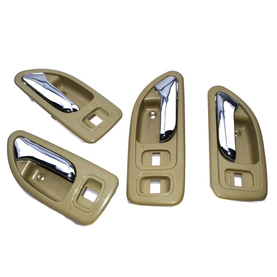 4-Piece Interior Door Handle Set For 1998-2002 Honda Accord – Front & Rear, Beige With Chrome Lever, Direct Fit