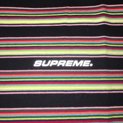 SUPREME MULTI STRIPE L/S TOP (LARGE) (BLACK) SS18 BANDANA BOX LOGO