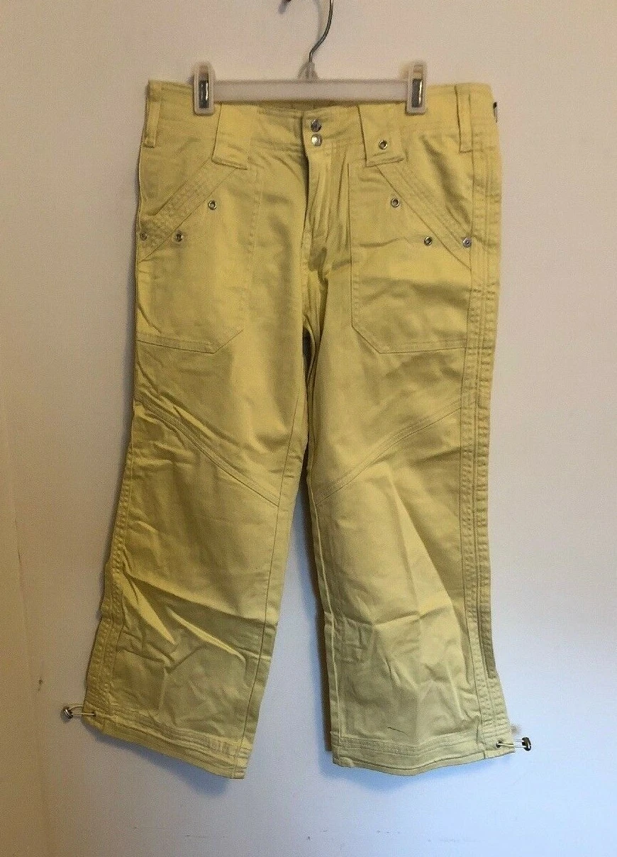 New Vertigo Paris Grommet Cropped Capri Cotton Pants, Size 6 , Yellow Color