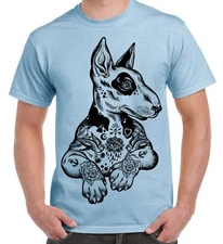Pit Bull Terrier With Tattoos Hipster Large Print Men's T-Shirt