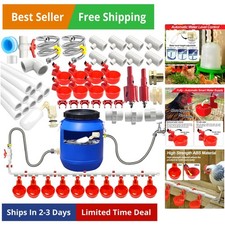 Kit with Chicken Water Cups Nipples Float Valve Pipeline 58 PCS Complete Set ...