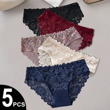 5 Pack Women's Cotton Lace Briefs Soft Stretch Breathable Panties S-XXL