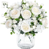 KüNstliche Pfingstrosen Blumenstrauß Seidenblumen Weiß Hochzeit Dekor Tisch