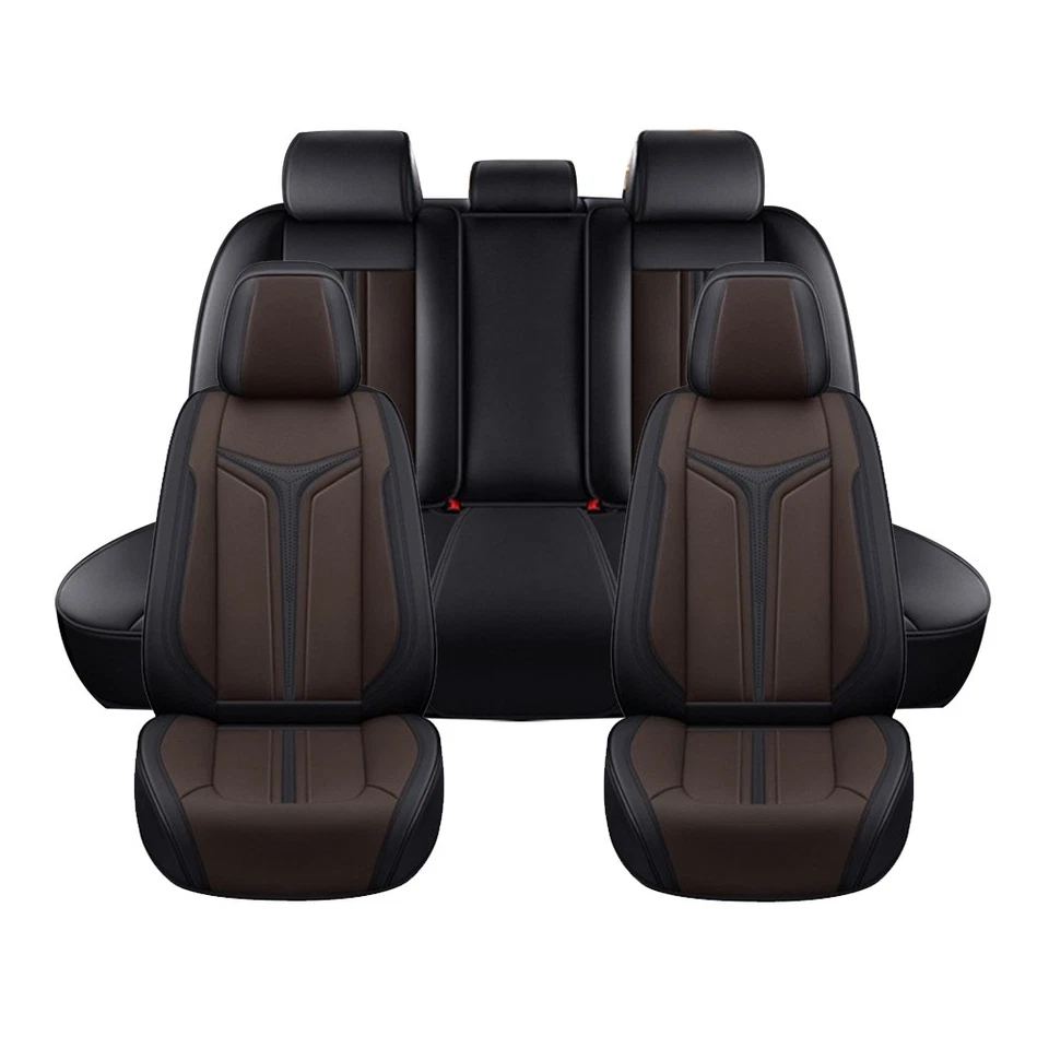 For TOYOTA Car Seat Cover Full Set 5 Seat Leather Front Rear Protector Cushion - Image 2 of 4
