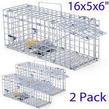 2Pack Live Animal Mouse Cage Trap 16x5x6" Humane Rat Mice Control Bait Cage Iron