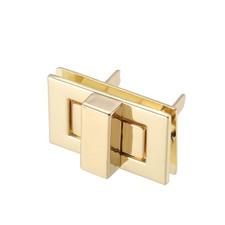 1 Set Rectangular Purses Twist Lock 32mm x 20mm Clutches Closures - Light Gold
