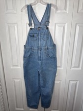Vtg 90s JORDACHE Denim Overalls Womens M Blue Jeans Bib Zipper Dungarees Slouchy