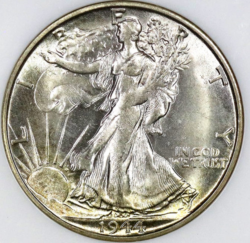 1944 S WALKING LIBERTY HALF DOLLAR NGC MS63 SUPER SMOOTH SILVER SATIN WITH A