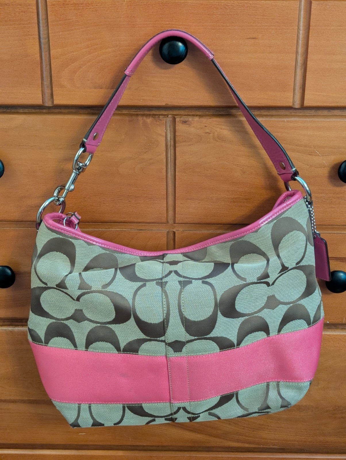 Coach Signature Jacquard Hobo Shoulder Bag Light Blue F13581 thumbnail 4