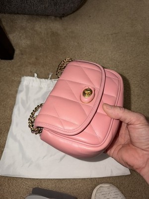  COACH MADISON 18 Quilted Pillow Small Crossbody Bag BUBBLEGUM Leather Brass