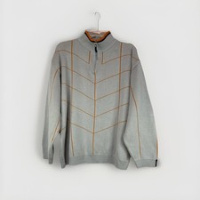 Southpole SP-2KTEAM Men's Sweater Size XL Gray/Orange Quarter Zip Geometric