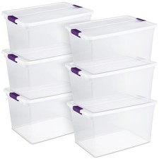 Sterilite 66 Quart Clear Plastic Latching Han...