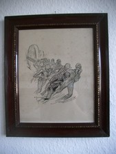 Tuschezeichnung signiert