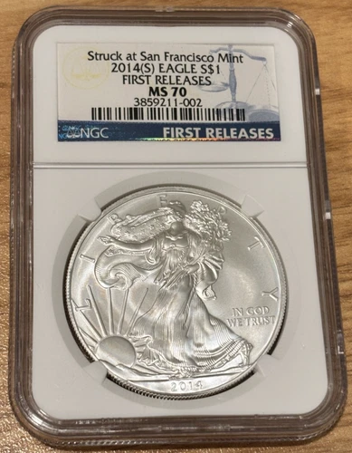 2014-S Eagle $1 First Releases MS70 - NGC Struck At San Francisco Mint Label