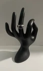 Vintage Modernist Sterling Silver Amethyst Cabochon Ring Size 5