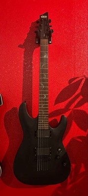E-Gitarre Schecter Diamond Series Damien-6 schwarz Titan Hals Gelenkplatte