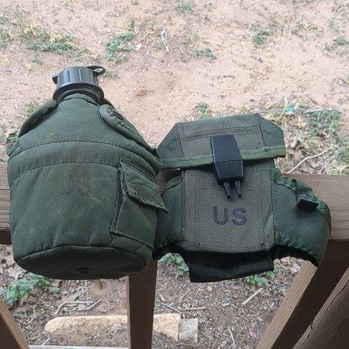 Vietnam era US military canteen with pan, and mag pouch.
