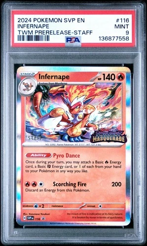 Pokemon TCG Infernape 116 Scarlet & Violet Promo Prerelease Staff PSA 9