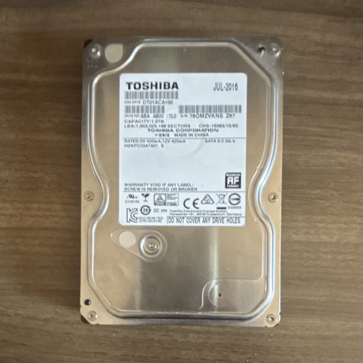 Toshiba SATA I 1 TB 3.5 in Form Factor Internal Hard Disk Drives