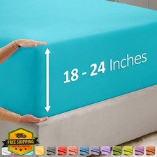 Hearth and Harbor Beach Blue King Fitted Sheet, Extra Deep Pocket