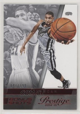 2014-15 Panini Prestige Bonus Shots Red 41/199 Tim Duncan #13 HOF 09bq