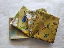 4 Fat Quarters, Green - Var. Designers FQ 18 x 22 Cotton Quilting Fabric Ver 17