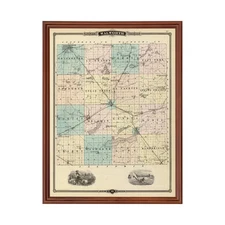 Old Map of Walworth County, WI 1878 - Vintage Wisconsin Art