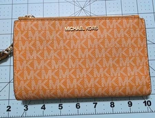Michael Kors Jet Set Travel Double Zip Wristlet Wallet Pink Clay or Pink Coral