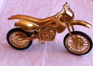 Vintage? Die Cast Gold Plated? Metal Enduro Motorcycle Lighter Monoshock RARE