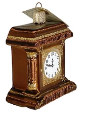 2008 Merck Family Old World Christmas 2.75" tall glass ornament mantle clock