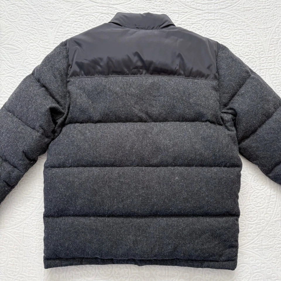Lands' End Men's Down-Filled Wool Puffer Jacket, Charcoal / Black - Image 2 of 4