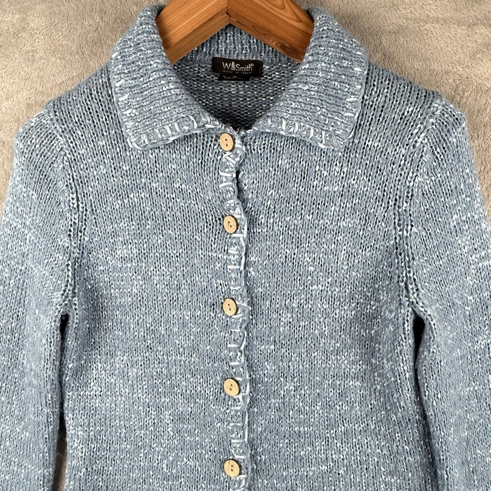Cárdigan Willi Smith Mujer M Azul Claro Suéter Tejido Abotonado Grandmacore Foto 3 de 4