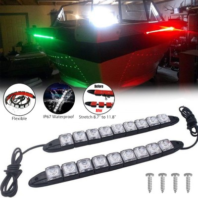 #ad #ad 2PCS Navigation Bow Light Strip 9LED For Marine Boat Yacht Pontoon Red Green 12V $10.99