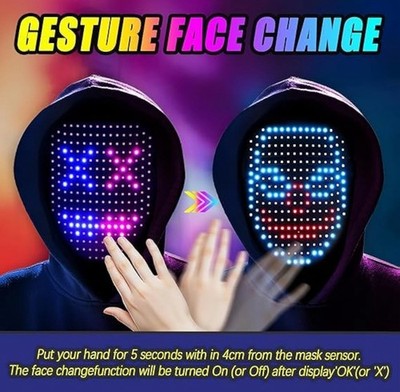 WestDeer Vibrant LED Light-Up Mask with Gesture Control - Perfect for Parties