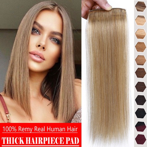 AUSVERKAUF 100 % echte Remy Extensions Clip in Wurzel flauschig Patch Schuss gerade 4-12