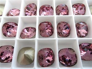 Antique-Pink-Swarovski-Crystal-Square-Cushion-Cut-Stone-4470-12mm