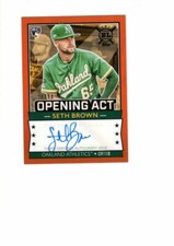 SETH BROWN TOPPS 2020 BL OPENING ACT AUTOGRAPHED ORANGE ROOKIE CARD #ed 28/99