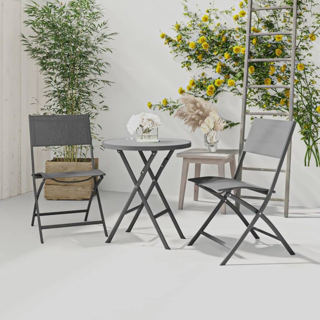 3 Piece Folding Bistro Set Steel Grey K9U4 NZ6765 3 Piece Folding Bistro Set Steel Grey K9U4 NZ6765