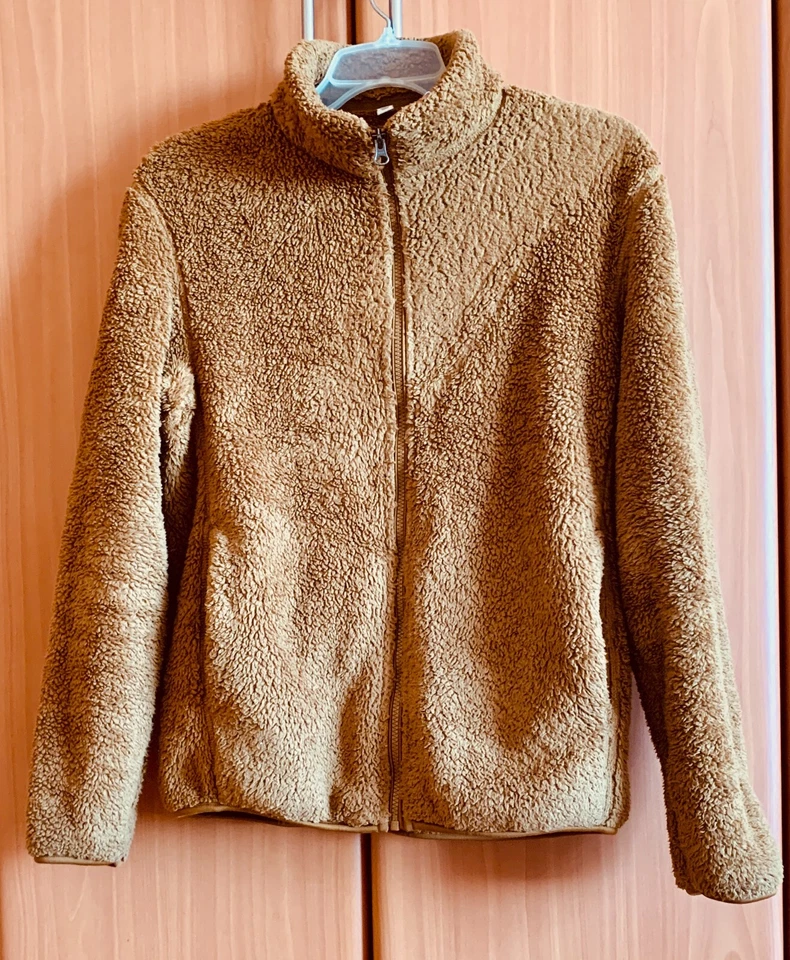 Chaqueta para mujer Uniqlo marrón hilo mullido polar cremallera completa 4 bolsillos talla S