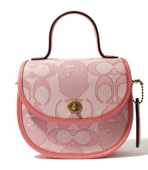 A BATHING APE BAPE X COACH MINI TOP HANDLE SADDLE PINK A BATHING APE BAPE X COACH MINI TOP HANDLE SADDLE PINK