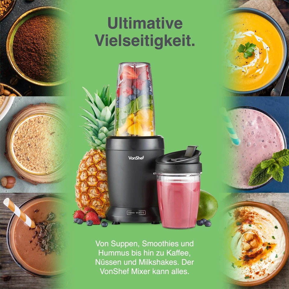 Mixer Smoothie Maker – Ultrablend für Obst Gemüse und Crushed Ice 1000 W/ 500... Foto 4 de 4