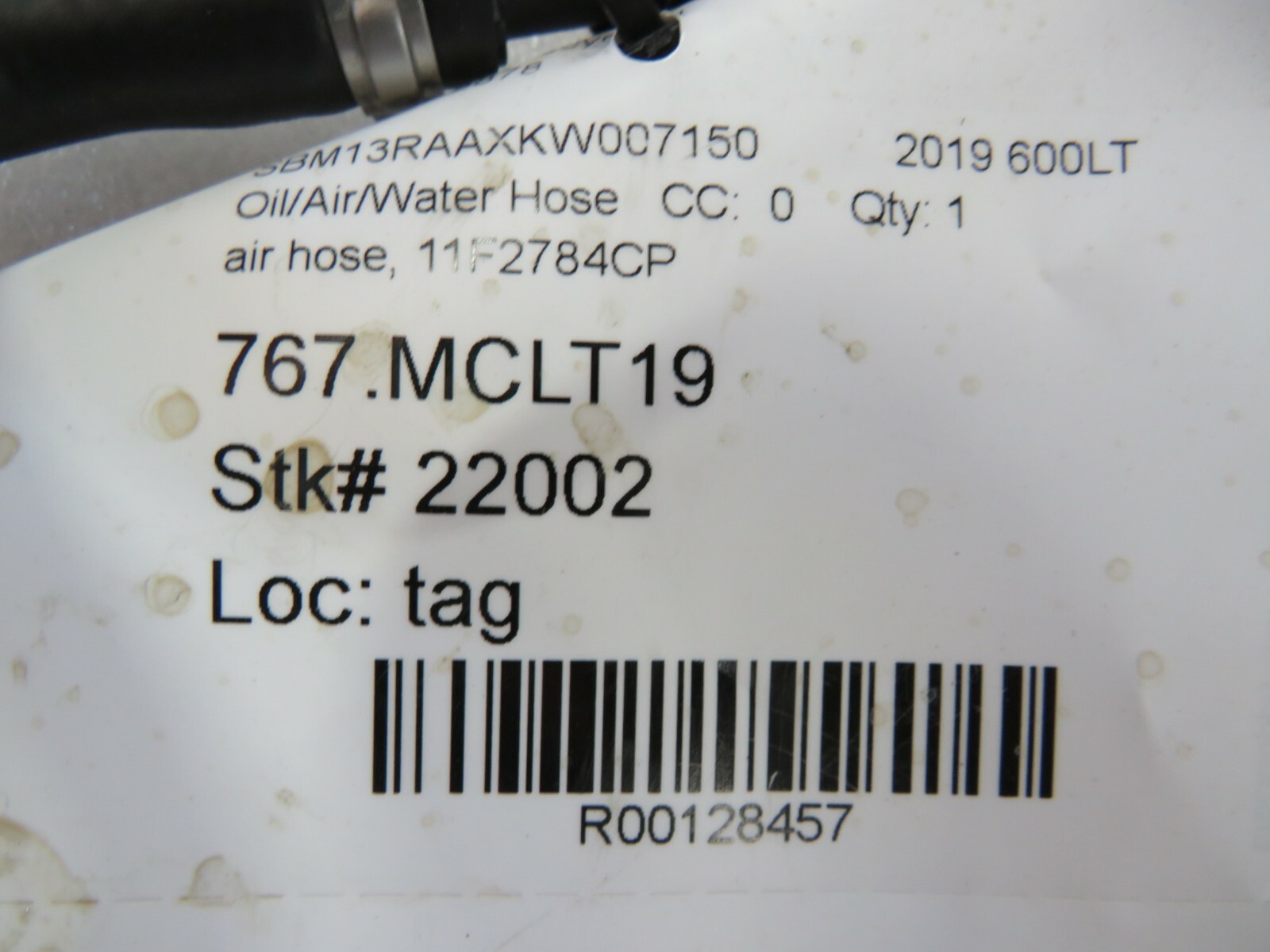 Mclaren 600LT, Air Hose, Used, P/N 11F2784CP