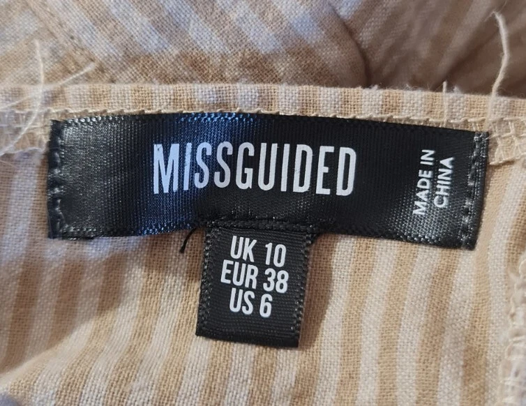 Mono mameluco para mujer Missguided talla 6 beige a rayas piernas anchas manga con volantes Foto 3 de 4