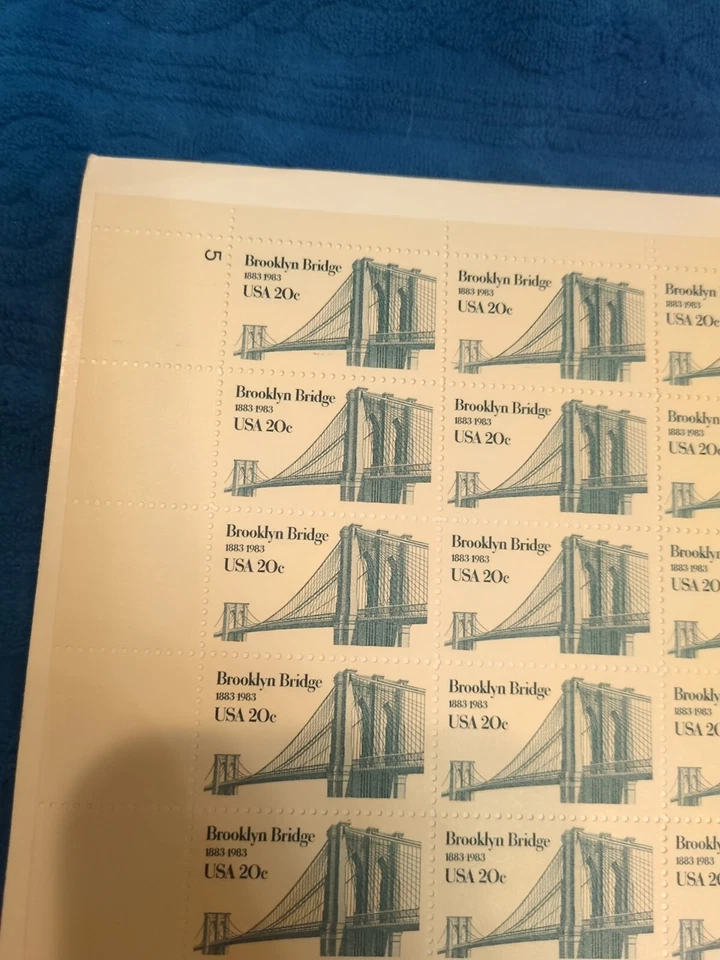 ERROR 1983 Sheet BROOKLYN BRIDGE UNFINISHED BRIDGE Short Transfer MNH  - Image 2 of 4