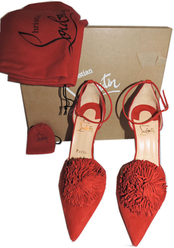 Christian Louboutin Pumps Tsarou Pom Ankle Strap Red Suede