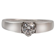 Round Shape D/VVS1 0.70Ct Solitaire Anniversary Ring In Solid 14KT White Gold